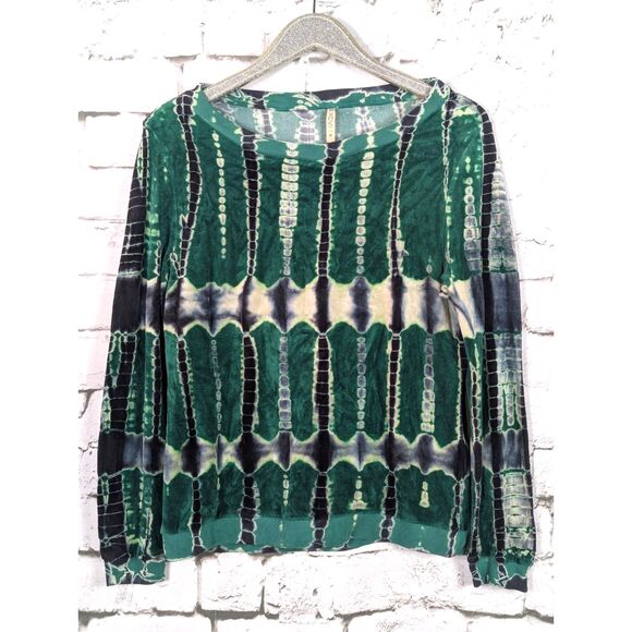 XCVI Psychedelic Tie-Dye Velour Pullover Hippie Boho Goblin Comfy Lounge Medium - Picture 1 of 7